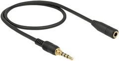 DeLOCK 3.5 mm Jack Verlengkabel - 4-pins Mannelijk naar Vrouwelijk - 0,5 m - Zwart