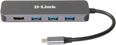 D-Link DUB-2333 5-in-1 USB-C Hub - 4K HDMI, 60W Power Delivery & 3x USB 3.0