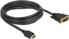 Delock HDMI naar DVI-D (24+1) Kabel - Bidirectioneel - 3 meter