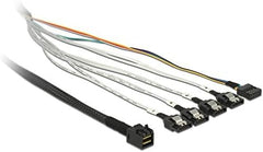 Delock Kabel Mini SAS HD SFF-8643 > 4 x SATA 7 pin + zijband 0,5 m