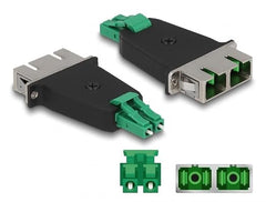 DeLOCK Optical Fiber Hybrid Coupler LC Duplex male to SC Duplex female green
