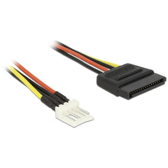Delock Kabel Power SATA 15-pins stekker > Floppy 4-pins stekker 24 cm, zwart, rood, geel, 24cm, 3 stuks