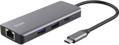 Trust Dalyx 6-in-1 USB-C Multiport Adapter - 4K HDMI, LAN & 100W PD - Zilver