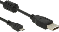 DeLock USB 2.0 Type-A naar Micro-B Kabel met Ferrietkern - 2 Meter - Zwart