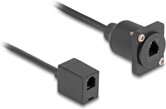 DeLOCK RJ10 Type D Bus naar Bus Verlengkabel - Zwart - 30 cm
