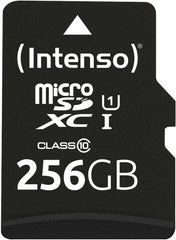 Intenso Premium microSDXC 256GB Class 10 UHS-I geheugenkaart incl. SD-adapter (tot 90 MB/s), zwart