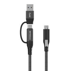 VivoLink PROUSBCMM1.5ADP 2-in-1 USB-C Kabel - 1,5 Meter - Zwart