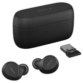 Jabra 20797-989-989 Evolve2 Buds True Wireless in-ear Bluetooth oordopjes, Active Noise Cancellation (ANC), MultiSensor Voice-technologie en draadloze oplaadpad - zwart, USB-A
