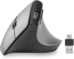 ACT Verticale muis, 2400 DPI, alleen rechtshandigen, ergonomische muis Anti RSI, draadloze muis Bluetooth 5.0 USB C en USB A - 2,4 GHz, tot 3 apparaten - AC5155