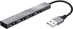 Trust Halyx 4-Poorts Mini USB 2.0 Hub - Aluminium - Zilver
