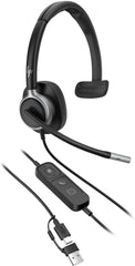 HP Poly Mission 615 Monaural On-Ear Headset - USB-C & USB-A