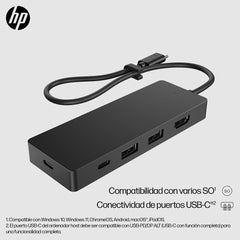 HP G3 Travel Docking Station met USB-C MultiPort Schaalbare Voeding en Plug-and-Play, 5 Overdrachtpoorten, 2 USB-C, 2 USB-A, HDMI), Zwart