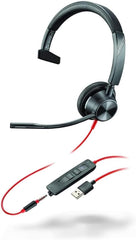 Plantronics - Blackwire 3315 Bedraad, Single Ear (Mono) USB-A Headset met Boom Mic (Poly) - Aansluiten op PC/Mac via USB-A of mobiel/tablet via 3,5 mm connector - Werkt met teams (gecertificeerd),