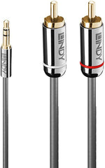 LINDY 35332 Cromo Line Jack naar 2x RCA Audiokabel - 0,5 meter