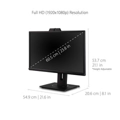Viewsonic VG2440V 60,5 cm (24 inch) kantoormonitor (Full-HD, IPS-paneel, HDMI, DP, USB 3.2 Hub, webcam met microfoon, in hoogte verstelbaar, luidspreker, Eye-Care, 4 jaar omruilservice) zwart