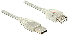Delock USB 2.0 Type-A Verlengkabel met Ferrietkern - 2 Meter - Transparant