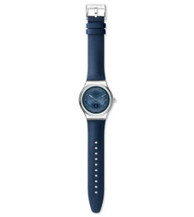 Swatch Unisex analoog kwarts horloge met echt lederen armband SY23S403
