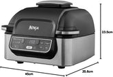 Ninja Foodi Grill & Airfryer, 5,7 Liter, 5 Kookfuncties, Airfryen, Grillen, Bakken, Braden en meer, Vaatwasmachinebestendige Onderdelen, Zwart/Zilver AG301EU