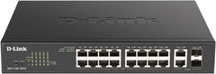 D-Link DGS-1100-18PV2 Gigabit PoE-schakelaar, 2 tot 18 poorten, 16 PoE-poorten, 130 W, VLAN, QoS, VLAN-bewaking, rackable