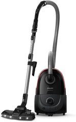 Philips 6000 Series Bagged Vacuum Cleaner – 900W, 99.9% Dust Pick-Up, TriActive+LED Nozzle, HEPA Filter >99.99%, 4L s‑Bag Capacity, Mini Turbo Brush, Deep Black (XD6142/12)