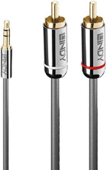 LINDY 35337 10m 3.5mm Phono audiokabel, Cromo Line antraciet