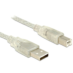 DeLOCK USB 2.0 Type-A naar Type-B Kabel met Ferrietkern - Transparant - 3 meter