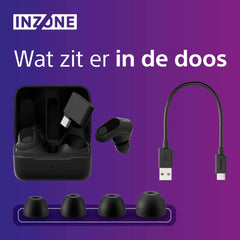 Sony INZONE Buds - Draadloze gaming-oordopjes, 360° ruimtelijk geluid, lichtgewicht, comfortabele pasvorm, actieve ruisonderdrukking, AI-microfoon, 24-uurs batterij, dongle met lage latentie,