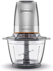 Kenwood EasyChop+ CHP62.400SI, Elektrische hakmolen met Quad Blade Roestvrijstalen Mes Systeem, Controle Systeem, IJscrusher, 600ml Glazen Kom, Vaatwasserbestendig, 500W, Zilver