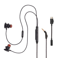 JBL Quantum 50C, Bedrade In-Ear USB-C Gaming Headset met JBL QuantumSURROUND Geluid, Multiplatform Compatibiliteit, Stemgerichte Microfoon, Volumeregelaar en Microfoondemping, in Zwart