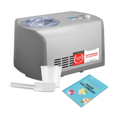 TZS First Austria Ice Maker with Compressor | Self-Cooling Ice Maker with Removable 1.2-Litre Stainless Steel Ice Container and Lid Opening for Ingredients | Home Ice Cream Maker