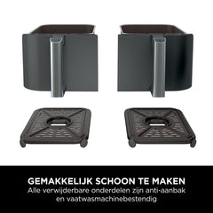 Ninja Foodi MAX Dual Zone Digitale Airfryer, 2 Laden, 9,5L, 6-in-1, Olievrij, Airfryen, Max Crisp, Braden, Bakken, Drogen, 8 Porties, Vaatwasmachinebestendige Manden Met Anti-aanbaklaag, Zwart AF400EU