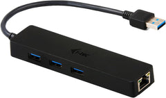 i-tec USB 3.0 3-poorts Slim HUB met Gigabit Ethernet-adapter USB 3.0 naar RJ-45 voor Windows, Mac, Linux en Android, zwart