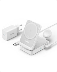Anker MagGo 3-in-1 Draadloos Oplaadstation - Qi2 15W MagSafe - Wit