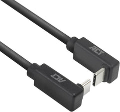ACT AC7478 USB C hoekkabel 2m, PD 60 W USB C haakse stekker 90 graden, boven/onder naar boven en omlaag, 10 Gbps gegevenssnelheid, videoresolutie 4K @60Hz USB Type C videokabel, datakabel, oplaadkabel