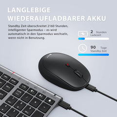 iClever Bluetooth toetsenbord en muis, oplaadbare dual-modus (Bluetooth 4.2 + 2.4G) draadloos toetsenbord, muisset, extreem dun, multifunctioneel voor Mac, Andoid, Windows