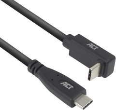 ACT USB C hoekkabel 2m, PD 60W USB C haakse stekker 90 graden, recht omhoog/omlaag, 10 Gbps gegevenssnelheid, videoresolutie 4K @60Hz USB Type C videokabel, datakabel, oplaadkabel - AC7472