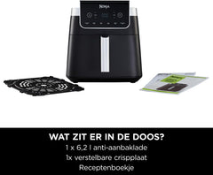 Ninja Air Fryer MAX PRO, 6,2 liter, zonder Olie, Grote Vierkante Enkele Lade, Roosteren, Bakken, Familieformaat, Koken Vanuit Bevroren, Anti-aanbaklaag, Vaatwasmachinebestendige mand en plaat AF180EU