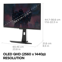ViewSonic XG272-2K-OLED 27" OLED platte 0.02ms MPRT 240hz gaming-monitor, 2 HDMI, DisplayPort, USB-C, Freesync premium pro, HDR400, in hoogte verstelbare standaard, RGB-achtergrondverlichting