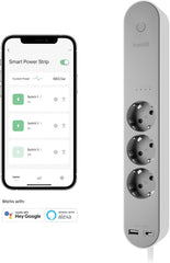 Hombli Slimme Stekkerdoos - 3 Stopcontacten & 2 USB - Wi-Fi & Energiemonitoring