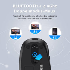 iClever Bluetooth toetsenbord en muis, oplaadbare dual-modus (Bluetooth 4.2 + 2.4G) draadloos toetsenbord, muisset, extreem dun, multifunctioneel voor Mac, Andoid, Windows
