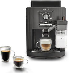 KRUPS Serenity Milk EA402H Volautomatische espressomachine, Milk Maestro melksysteem, cappuccino met één druk op de knop, donkergrijs, snel opwarmen, compact
