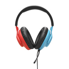 JBL Quantum 100N, Bedrade Over-Ear Gaming Headset met Afneembare Microfoon, JBL QuantumSOUND en Geheugenschuim, Compatibel met Meerdere Platforms en Windows Sonic Ruimtelijk Geluid, in Blauw/Rood
