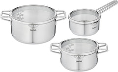 Tefal Nordica Pannenset 3-delig - Steelpan 16 cm & Kookpannen 20/24 cm - RVS