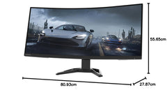 Lenovo G34w-30 Gaming Monitor, gebogen, met EyeSafe, 86,4 cm (34 inch), UWQHD (VA, 170 Hz (OD), 0,5 ms MPRT, HDMI+DP, DP-kabel, FreeSync, luidspreker) helling/hoogteverstelling, zwart