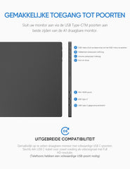 ARZOPA draagbare monitor, 15,6" 1920×1080 FHD IPS draagbaar laptopscherm met standaard, ultradun tweede scherm voor laptop/PC/Mac/PS3/4/5/Xbox - USB C en HDMI-connectiviteit - A1