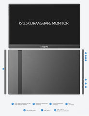 ARZOPA 16.0" 2.5K draagbare monitor, 2560x1600 HDR-scherm, 500nits 8bit QHD, USB-C HDMI draagbare monitor voor laptop, 16:10 IPS, unipolaire ondersteuning voor Mac PC PS4/5 Xbox Switch