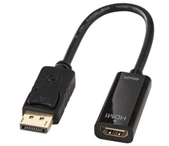 Lindy 41718 DisplayPort naar HDMI 4K adapterkabel (passief) zwart, DisplayPort naar HDMI