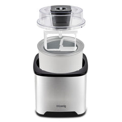 H.Koenig Ice Cream Maker SRB80, Capacity 2L, 12 W, Stainless Steel, 30 to 40 min Preparation Time, Fast, 30 rpm, Automatic Stop, Clear Lid, Removable Bowl, Silver