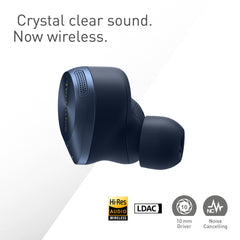 Technics EAH-AZ80E-A Draadloze hoofdtelefoon met ruisonderdrukking, bluetooth, in-ear hoofdtelefoon met ingebouwde microfoon, aanpasbare pasvorm, tot 7 uur speeltijd, nachtblauw