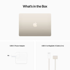 Apple 2022 MacBook Air met M2‑chip: 13,6‑inch Liquid Retina-display, 8GB RAM, 512 GB SSD-opslag; sterrenlicht